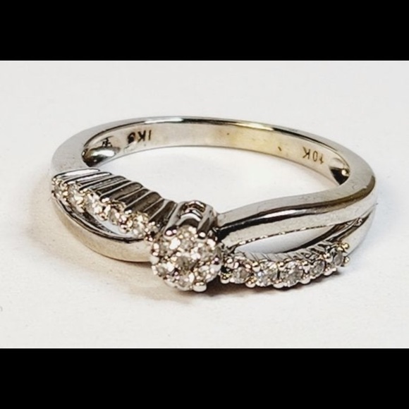 Genuine Diamond Ring in 10K White Gold - Picture 7 of 11